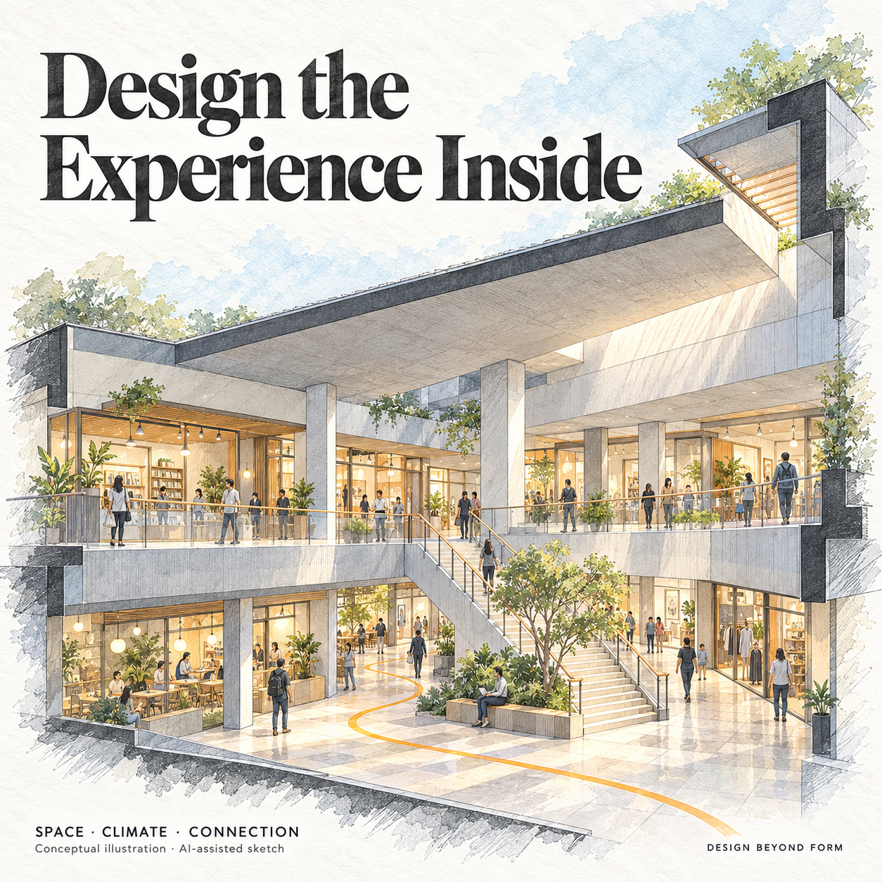 AI-assisted pastel architectural illustration for Why ‘Look & Feel’ Is the Wrong Way to Design.