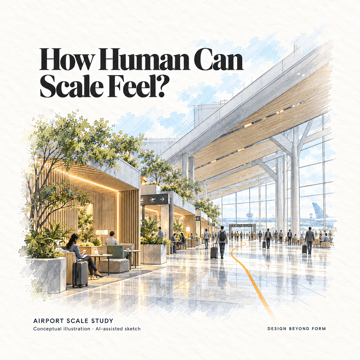 AI-assisted pastel architectural illustration for Size Really Matters — But So Does the Experience.
