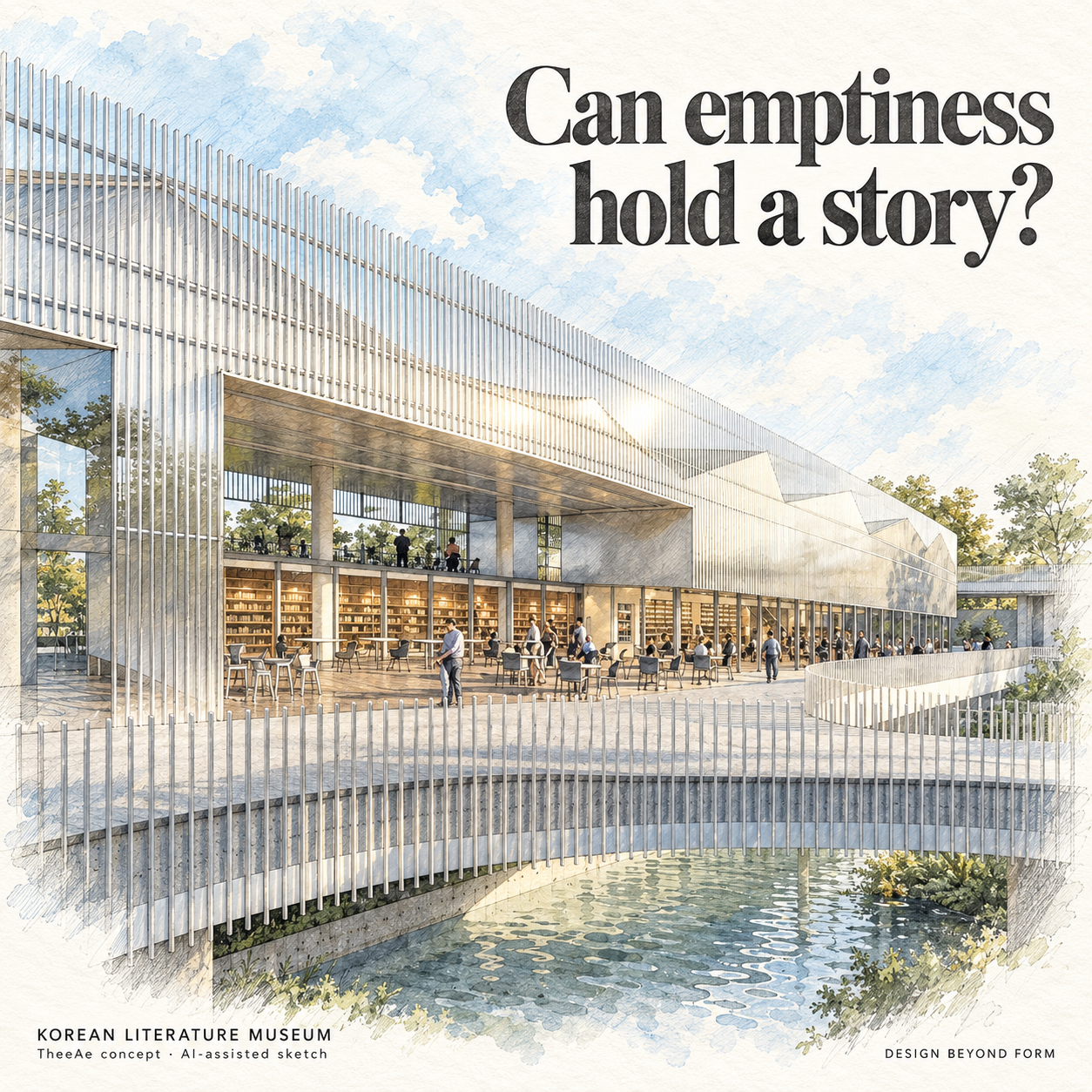 AI-assisted pastel architectural illustration for Into the Fullness of the Void.