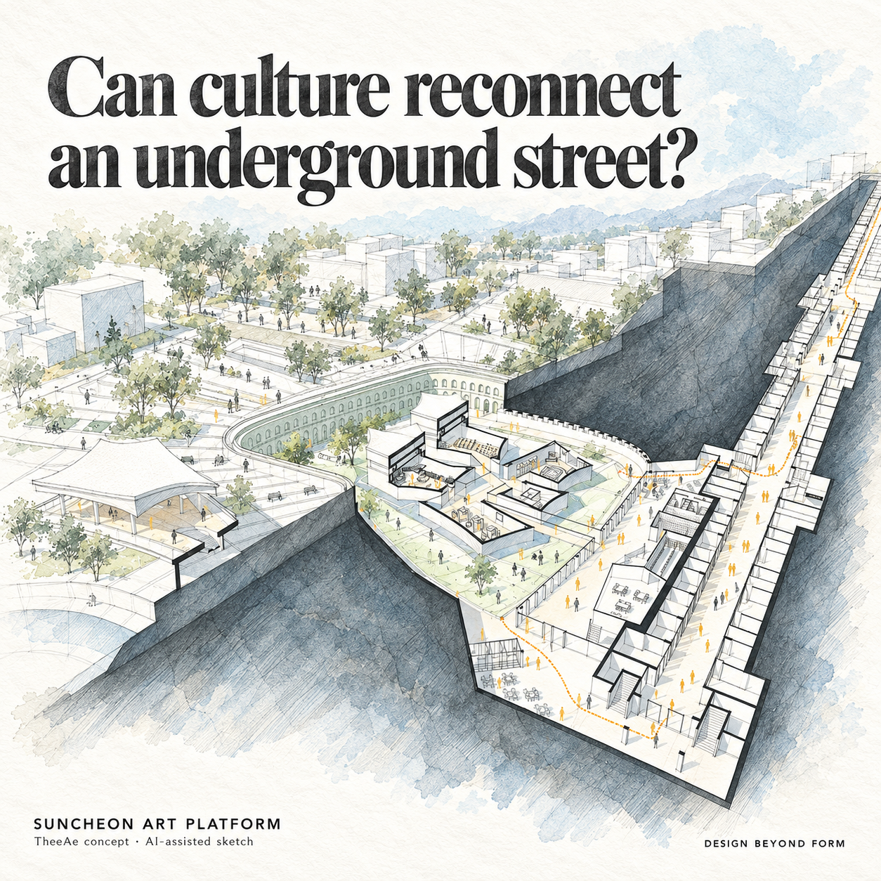 AI-assisted pastel architectural illustration for Town Reincarnation.