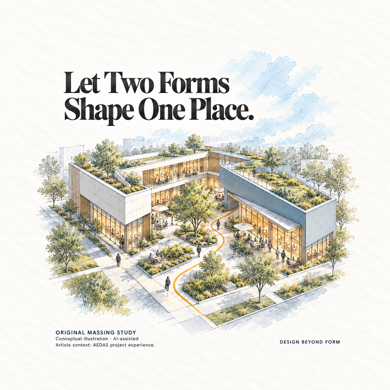 AI-assisted pastel architectural illustration for Olympia 66 Shopping Centre.